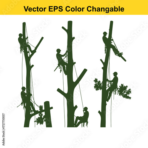 Vector art of arborists trimming trees