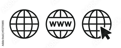 Website icon set. Web icons vector. Click to go to website or internet line art icons