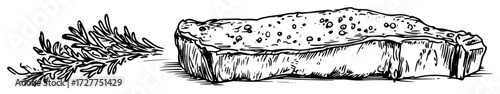 hand drawn grilled steak with herbs