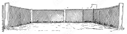 hand drawn backyard fence corner