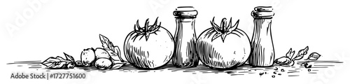 tomatoes with spices and herbs sketch