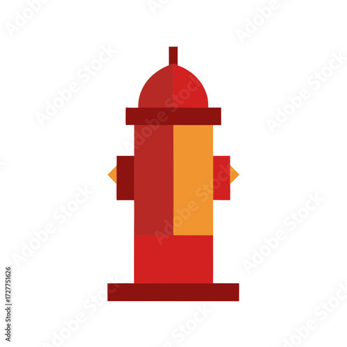 Modern Geometric Fire Hydrant Illustration on Black Background for Safety and Prevention