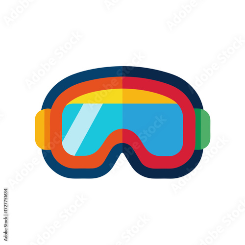 Colorful ski goggles illustration winter sports equipment protection for eyes flat design style