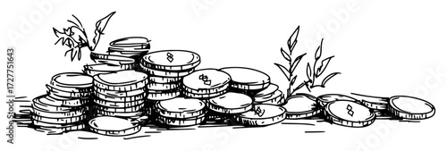 stack of coins with plants growing