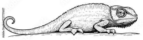realistic chameleon lizard hand drawn