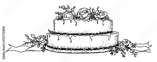 two tier wedding cake with flowers