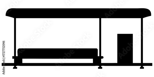 A blank black and white vector illustration of a modern furniture sign