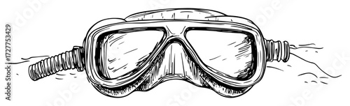 diving mask hand drawn vector illustration