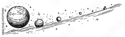 hand drawn solar system planets sketch