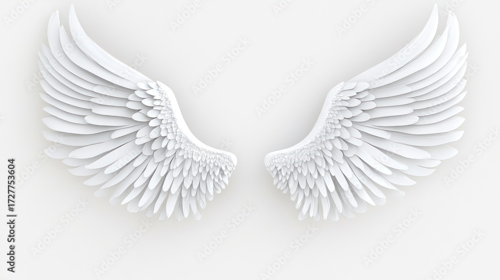 Obraz premium White angel wings minimalist feather design flight symbol