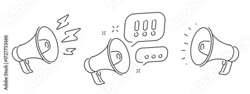 Megaphone icon. Promotion, notice, announcement or alert symbol. Loudspeaker with sound waves