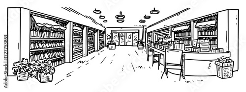 interior of grocery store aisle with products