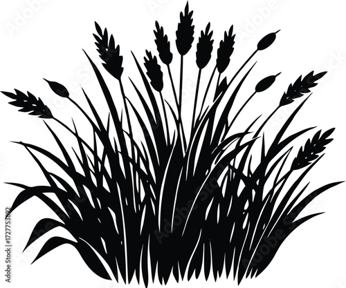 Prairie Grass Silhouette | Natural Landscape Vector Illustration