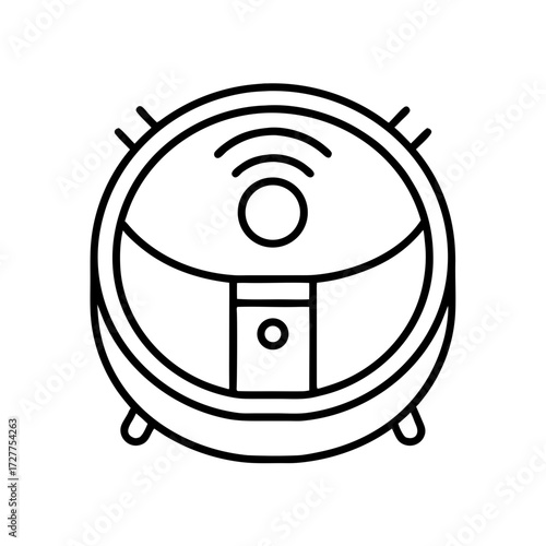 Line art of a robotic vacuum cleaner front view  