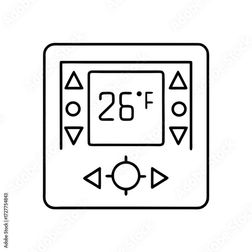 Digital thermostat control displaying 26°F in minimalist design  