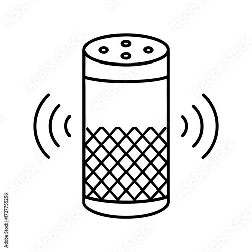 Salt shaker with sound waves in minimalist line art style  