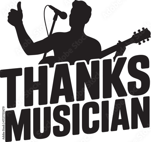 Musician silhouette giving thumbs up gesture thanks musician black illustration