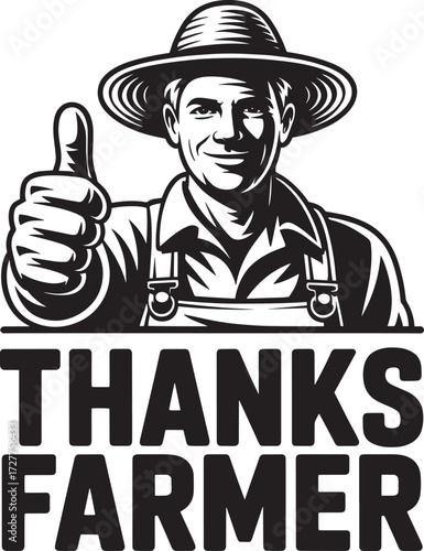 Smiling Farmer Giving Thumbs Up Gesture, Expressing Thanks for Harvest
