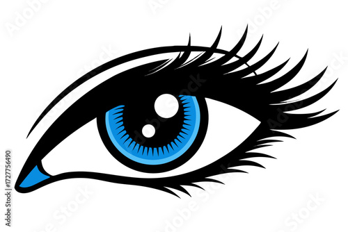 Vector image of a blue eye like the eye of a girl or woman