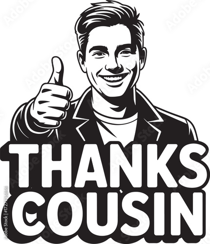 Smiling Man Thumbs Up Thanks Cousin Vector Graphic