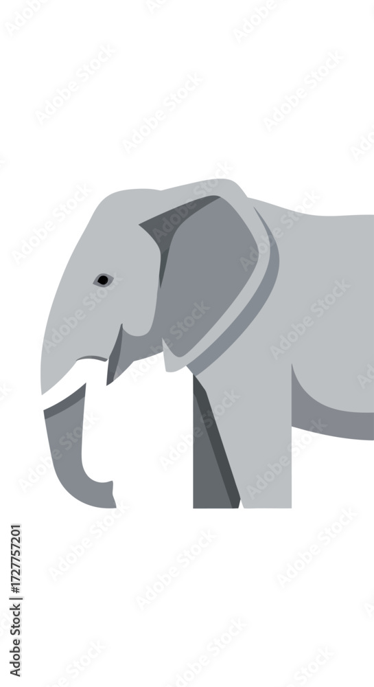 Fototapeta premium Gray Elephant Side Profile Illustration