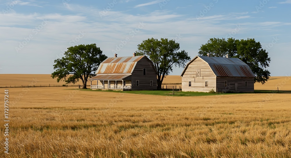 Obraz premium An old barn and farmhouse in rural nebraska, usa- dunbar, nebraska, united states of america | Modern Architecture & Home Design Inspiration