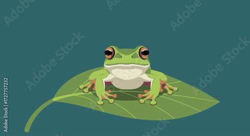 Frog on Leaf Nature's Green Dweller