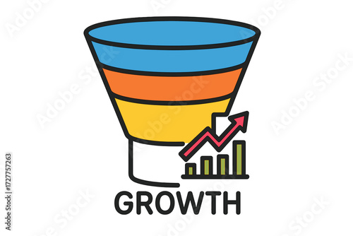 Marketing funnel illustration representing business growth concept growth funnel diagram