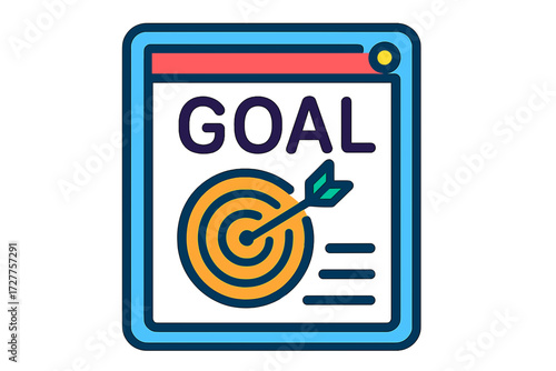 Goal setting concept with target and checklist on screen digital goal screen