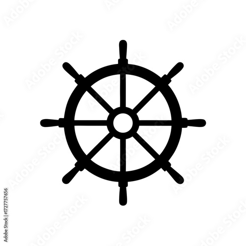 Classic Sailing Ship Wheel Polished Bronze Transparent Background