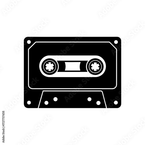 Classic Vinyl Cassette Tape Black Reels Transparent Background