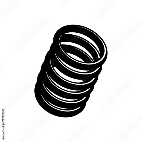 Coiled Metallic Spring Shiny Reflections Transparent Background