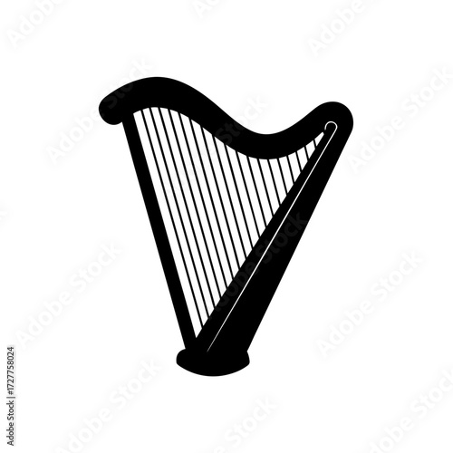 Golden Harp Curved Frame Metallic Shine Transparent Background