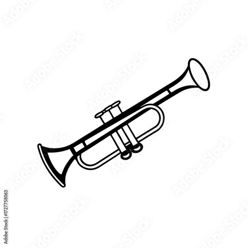 Golden Trumpet Shiny Surface Detailed Valves Transparent Background