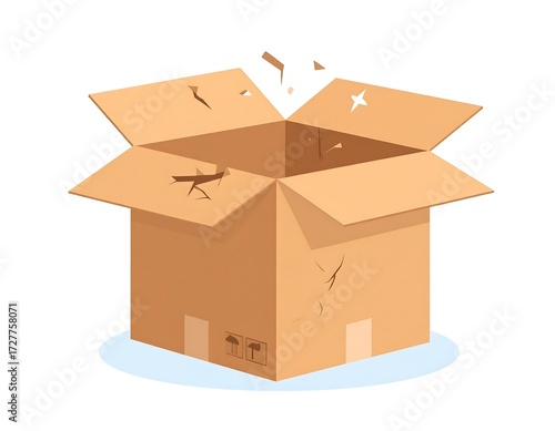 Damaged Cardboard Box Reveals Its Contents