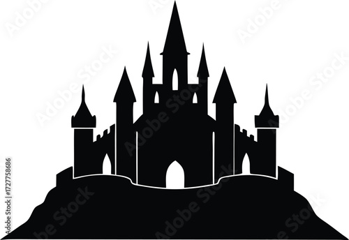 castle illustration, historic icon
