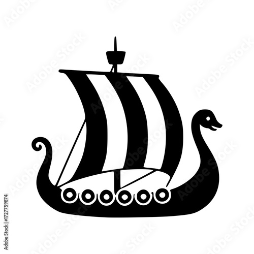A viking ship sailing on the ocean, showing the essence of Scandinavian culture. The ship symbolizes exploration, courage, and adventure
