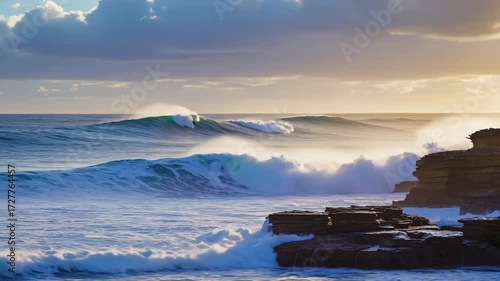 Dramatic Sea Crash: Rocky Coastline Animation