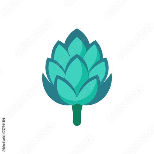 cartoon teal artichoke heart petal  thistly vector