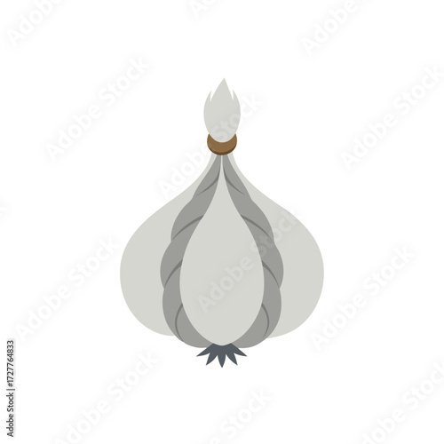 cartoon silver garlic bulb braid  aromatic vector 