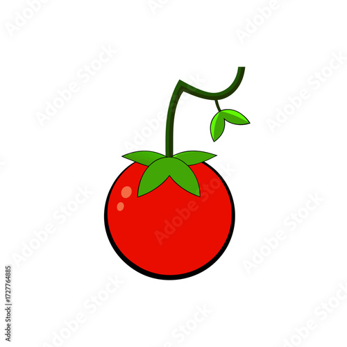 cartoon red tomato vine hang low  viny vector art 