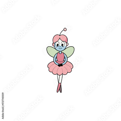 cartoon pink sugar plum fairy in tutu  dreamy vector