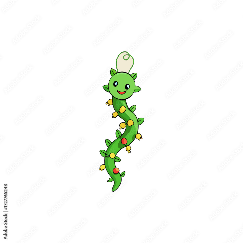 Fototapeta premium cartoon green ivy vine wrapped in lights climbing