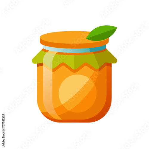 cartoon orange apricot jam jar lid  sunny vector 
