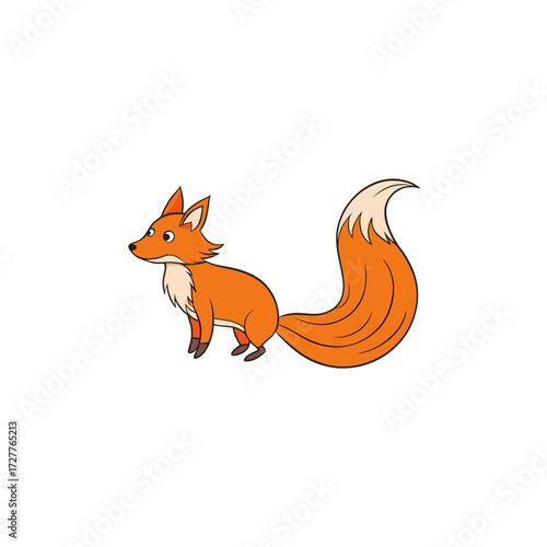 cartoon orange fox tail brush stroke  sly vector i
