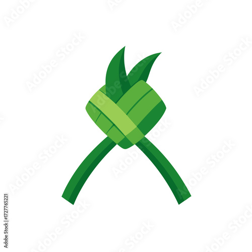 cartoon green pandan leaf tie knot  knotty vector 