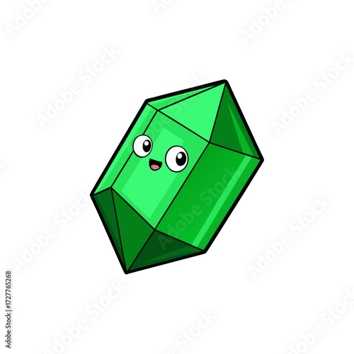 cartoon green emerald cut gem ornament  precious 