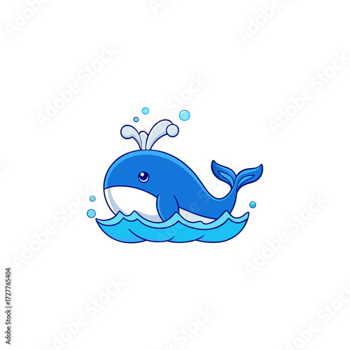 cartoon blue whale tail splash with snow  oceanic 