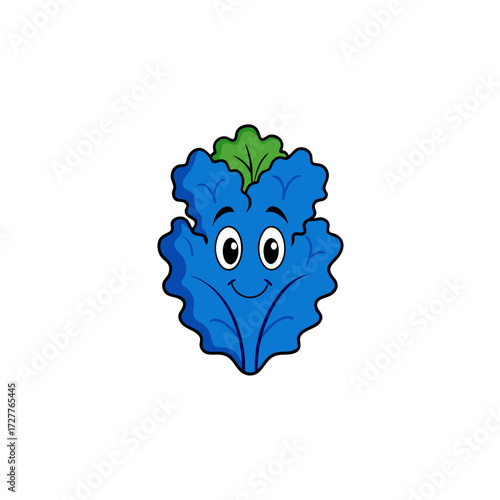 cartoon blue kale chip ruffle  leafy vector art 