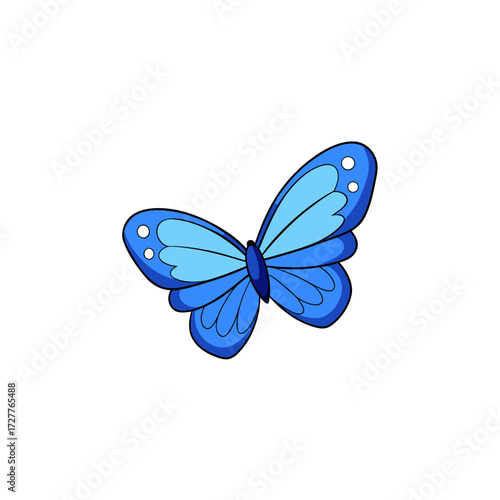 cartoon blue butterfly wing pattern  fluttery vector